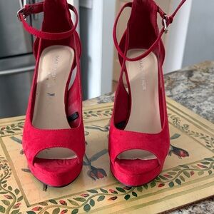 Marc Fisher Vibrant Red Peep-Toe Heels new size 6/12 5 inch heel
